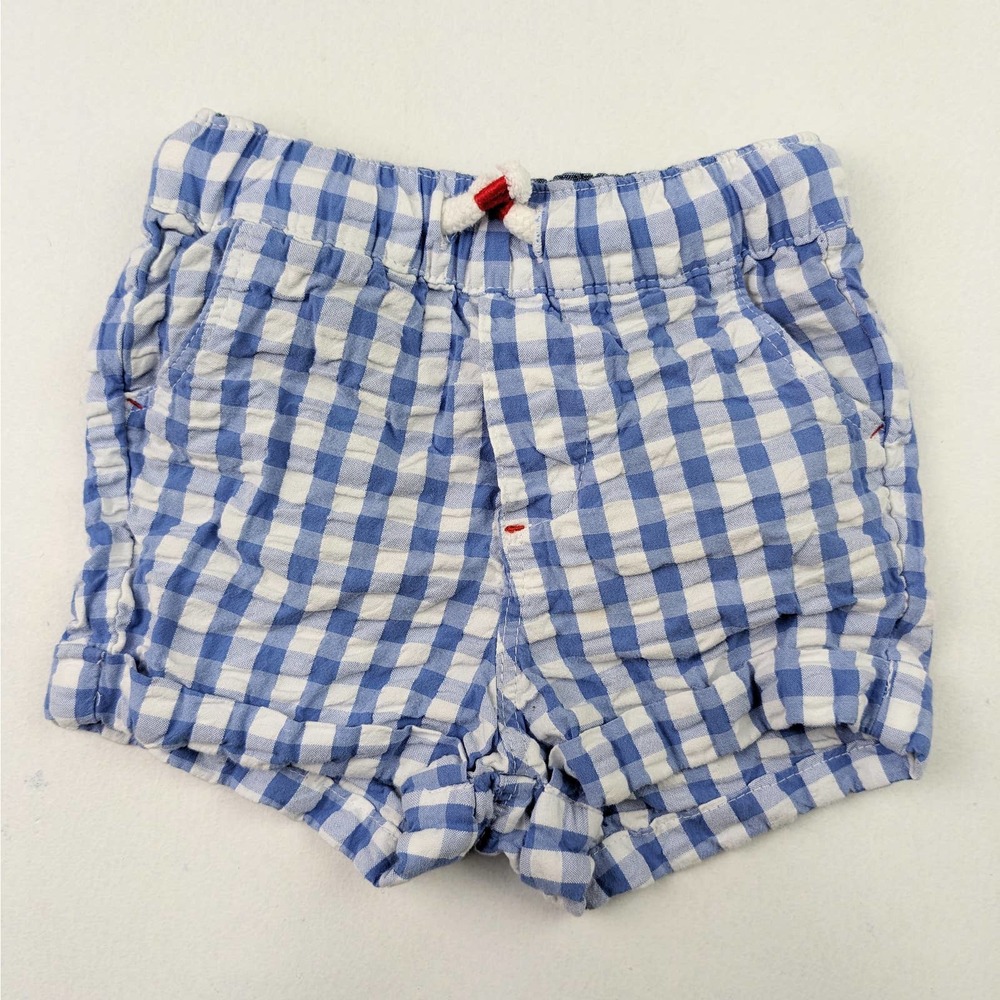 Mini Boden Blue & White Checked Shorts